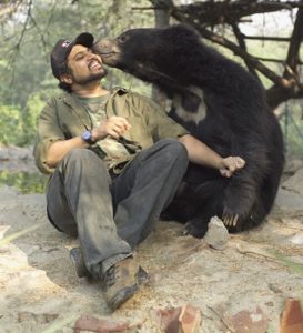Wildlife-S.O.S-co-founder-Kartick-Satyanarayan-with-a-rescued-sloth-bear